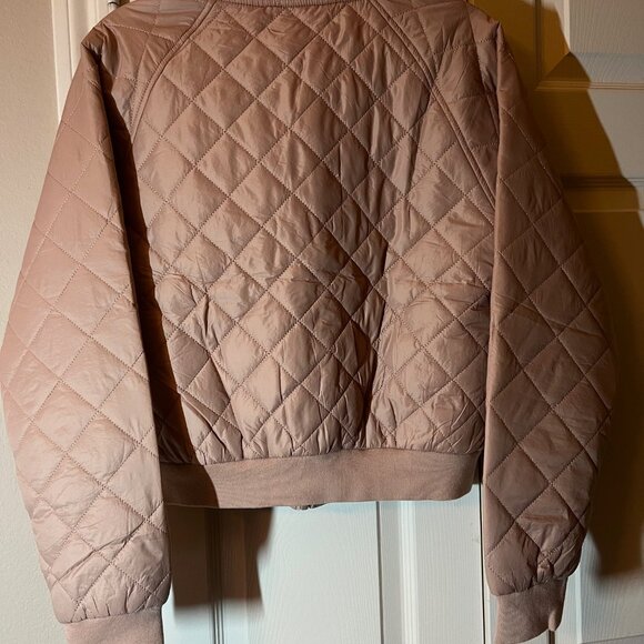 Story On Women's Quilted Bomber Jacket - Taupe - Size Medium - Picture 2 of 2